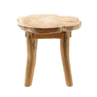 HBXD Teak Wood Table "Bulat” | Colour: Brown | Home Decoration | Height 32 centimetres | Diameter 36 centimetres | Per table