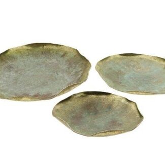 HBXD Teller „Colpy“ | Farbe: Bronze | Wohndekoration | Höhe 11 Zentimeter | Durchmesser 48 Zentimeter | Set mit 3 Tellern | Pro Set