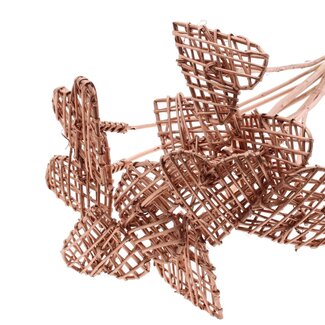 QC Rattan Lata Heart on stick | Colour: Copper-coloured | Flat stake | Length ± 50 centimetre | 10 stakes per bunch | Per bunch
