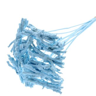 QC Decorative Coco Rose Posy on a stick | Colour: Light Blue | Coco Rose Posy Pick | Pick length ± 50 centimetres | 10 picks per bunch