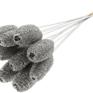 QC Mini Loofah Sponge on Stick | Colour: Platinum | Loofah Insert Stick | Length ± 50 centimetres | 10 insert sticks per bunch