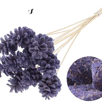 QC Pine cone on stick | Colour: Sawdust Milkapurple | Diameter 5 - 7 centimetres | Length ± 50 centimetres | 10 picks per bunch