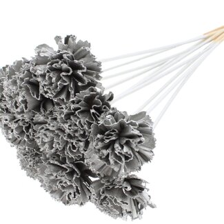 QC Shola Karnish Flower on stem | Colour: Platinum-coloured | Diameter 6 centimetre | Length ± 50 centimetre | 10 picks per bunch | Per bunch