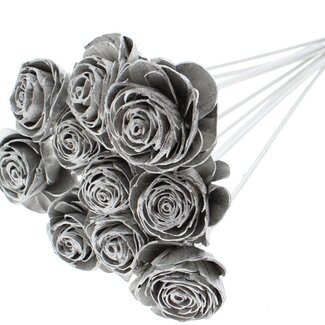 QC Shola Rose on stem | Colour: Platinum-coloured | Shola Beauty Rose | Diameter 6 centimetre | Length ± 50 centimetre | 10 picks per bunch | Per bunch