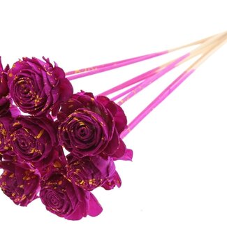 QC Shola Rose on stem | Colour: Speckled lilac-coloured yellow | Shola Beauty Rose | Diameter 6 centimetre | Length ± 50 centimetre | 10 picks per bunch | Per bunch