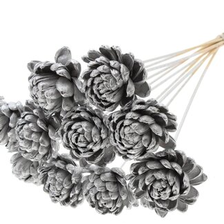 QC Shola Rose on stem | Colour: Silver-coloured | Shola New Beauty Rose | Diameter 8 centimeter | Length ± 50 centimeter | 10 extra picks per bunch | Per bunch