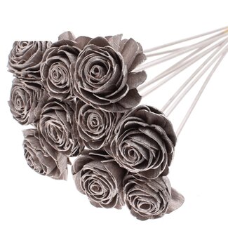 QC Shola rose on stem | Colour: Champagne-coloured | Shola Beauty Rose | Diameter 6 centimeter | Length ± 50 centimeter | 10 picks per bunch | Per bunch