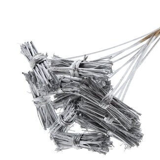QC White Lady Posy on Stick | Colour: Silver | White Lady Posy Stick | Length ± 50 centimetres | 10 sticks per bunch