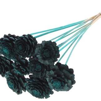 QC Half Pine Cone on Stick | Colour: Turquoise | Diameter 5 - 7 centimetres | Length ± 50 centimetres | 10 picks per bunch