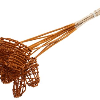 QC Rattan Lata Heart on stick | Colour: Terracotta | Lata Heart flat Plant Stake | Length ± 50 centimetres | 10 plant stakes per bunch