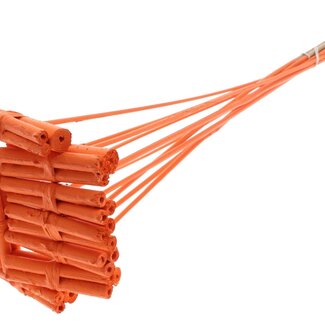 QC Decorative Jute Stick Posy on Stick | Colour: Orange | Jute Stick Posy Insert | Length ± 50 centimetres | 10 inserts per bunch