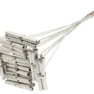 QC Dekorative Jute-Stäbchen Sträußchen auf Stab | Farbe: Platinfarben | Jute Stick Posy Steckstab | Länge ± 50 Zentimeter | 10 Steckstäbe pro Bund