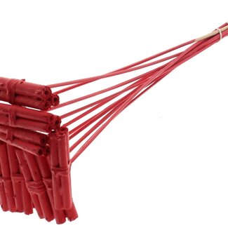 QC Decorative Jute Stick Posy on a Stick | Colour: Red | Jute Stick Posy Insert | Length ± 50 centimetres | 10 inserts per bunch