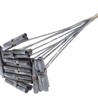 QC Decorative Jute Stick Posy on a Stick | Colour: Metallic Graphite Grey | Jute Stick Posy Insert | Length ± 50 centimetres | 10 inserts per bunch