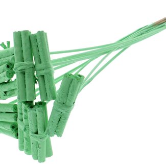 QC Decorative Jute Stick Posy on a Stick | Colour: Mint Green | Jute Stick Posy Stem | Length ± 50 centimetres | 10 stems per bunch