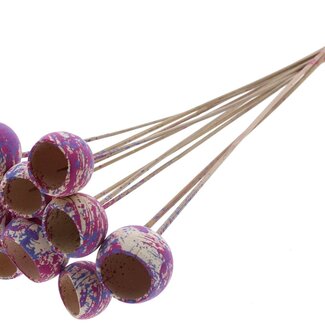 QC Dried Bellgums | Colour: Multicoloured Cherry-Coloured Milka Purple | Bell Cup Pick | Length ± 50 centimetres | 10 picks per bunch