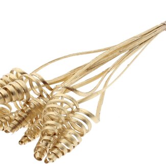 QC Palm Spiral on Stem | Colour: Antique Gold | Cane Cone Stick | Stick Length ± 50 centimetres | Per 10 sticks