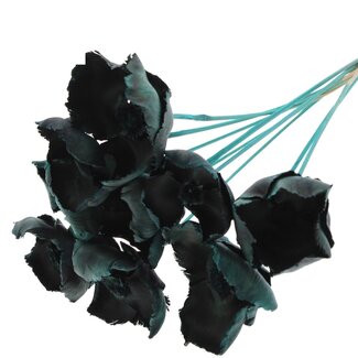 QC Dried Palm Cup on stem | Colour: Turquoise | Length ± 50 centimetres | 10 stems per bunch