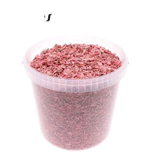 QC Holzschnitzel in Wiederverwendbarem Eimer | Farbe: Frosted Rosa | Durchmesser 5 - 8 Millimeter | Inhalt 10 Liter | Pro Eimer