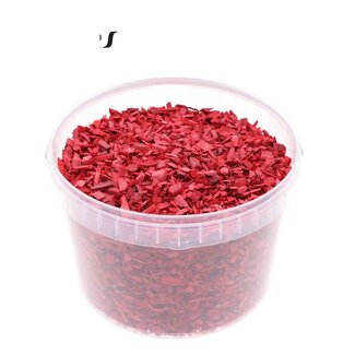 QC Wood Chips in Reusable Bucket | Colour: Red | Diameter 5 - 8 millimetres | Content 3 litres | Per bucket