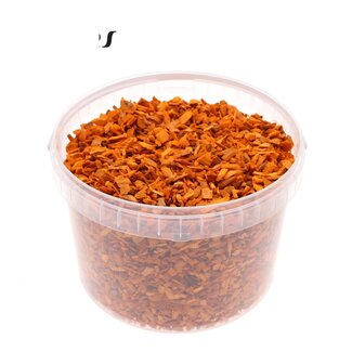 QC Holzschnitzel in Wiederverwendbarem Eimer | Farbe: Orange | Durchmesser 5 - 8 Millimeter | Inhalt 3 Liter | Pro Eimer