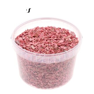 QC Wood Chips in Reusable Bucket | Colour: Frosted Pink | Diameter 5 - 8 millimetres | Capacity 3 litres | Per bucket