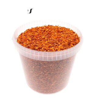 QC Holzschnitzel im Wiederverwendbaren Eimer | Farbe: Orange | Durchmesser 5 - 8 Millimeter | Inhalt 10 Liter | Pro Eimer