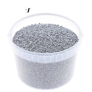 QC Fine Pebbles in Reusable Bucket | Colour: Silver | Diameter 4 - 6 millimetres | Capacity 3 litres | Per bucket