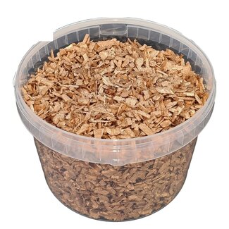 QC Holzschnitzel in Wiederverwendbarem Eimer | Farbe: Antik Goldfarben | Durchmesser 5 - 8 Millimeter | Inhalt 3 Liter | Pro Eimer