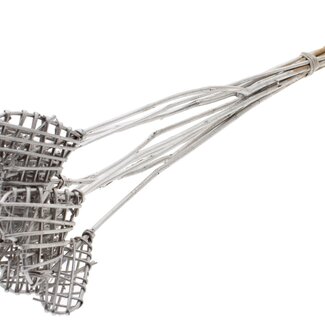 QC Rattan Lata Heart on stick | Colour: Platinum-coloured | Lata Heart flat Plant Stick | Length ± 50 centimetres | 10 plant sticks per bunch