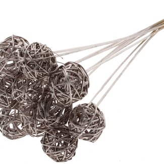 QC Rattan Ball on Stick | Colour: Champagne | Bruce Ball Stake | Diameter 5 centimetres | Length ± 50 centimetres | 10 stakes per bunch