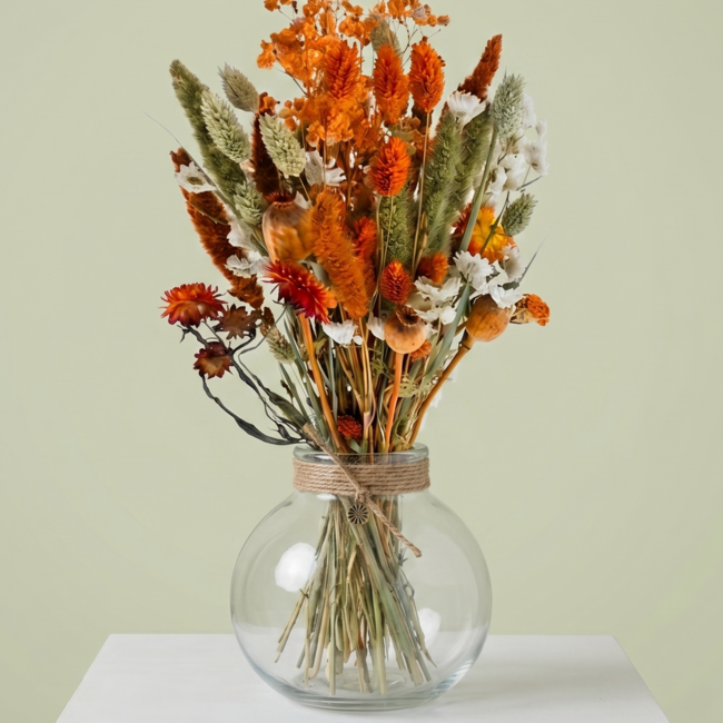 Strauß getrockneter Blumen “Niedlich Orange” | Farbe: Gemischte Farben Orange | Länge ± 50 centimeter | Pro Strauß