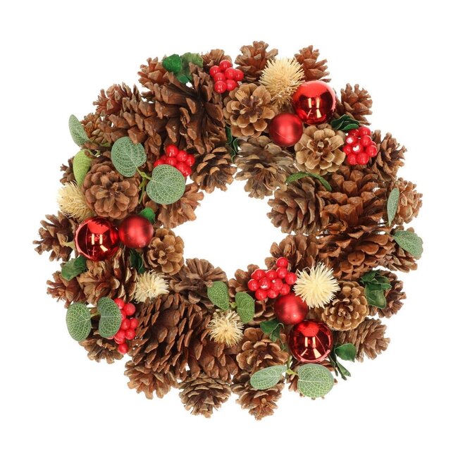 Pinecone Wreath | Colour: Brown | Christmas Decoration | Diameter 34 centimeter | Per wreath