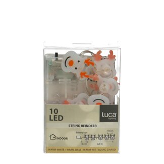 4A LED-Hirsch-Lichterkette mit Timer | Farbe: Weiß Orange | Weihnachtsdekoration | Länge 120 Zentimeter | Pro Lichterkette