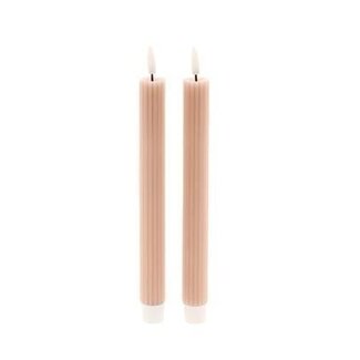 HBXD LED Candles with Timer  “Stripe” | Colour: Light Brown | Christmas Decoration | Height 24.5 centimetres | Diameter 2.2 centimetres | Set of 2 | Per 24 Sets
