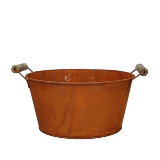 4A Brown Zinc Tray Rust Look with Handles | Diameter 21 centimeter | Height 10.5 centimeter | Per 10 trays
