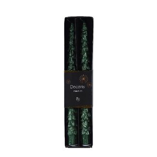 4A Green Christmas Tree Dinner Candles | Christmas Decoration | Diameter 2.2 centimetre | Height 25 centimetre | Per 2 candles