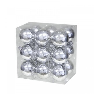 4A Silver-coloured Plastic Christmas baubles | Christmas Decoration | Diameter 6 centimetre | Per 18 Christmas baubles