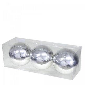 4A Silver-coloured Plastic Christmas baubles | Christmas Decoration | Diameter 12 centimetre | Per 3 baubles