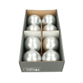4A Silver-coloured Ball Candle | Diameter 8 centimeter | Burning time 23 hours | Per 8 candles