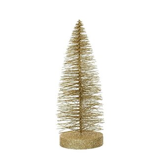 4A Goldfarbener Bürsten-Weihnachtsbaum mit Glitzer | Durchmesser 8 centimeter | Höhe 20 centimeter | Pro 24 Weihnachtsbäumchen