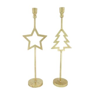 4A Gold-coloured Christmas Candle Holder Assorted | Christmas Decoration | Diameter 16 centimetre | Height 51 centimetre | Per 8 candle holders