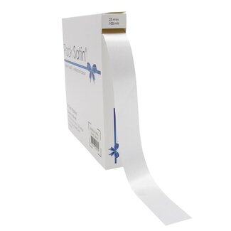 4A Natural White Satin Ribbon | Width 25 millimeter | Length 100 meter | Per roll