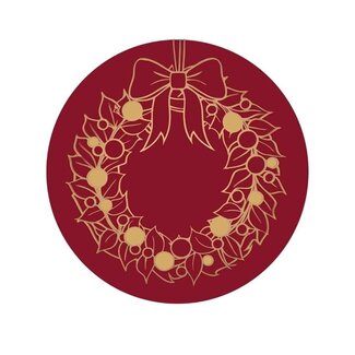 4A Red Christmas Wreath Stickers on Roll | Christmas Decoration | Diameter 39 millimetre | Per 250 stickers