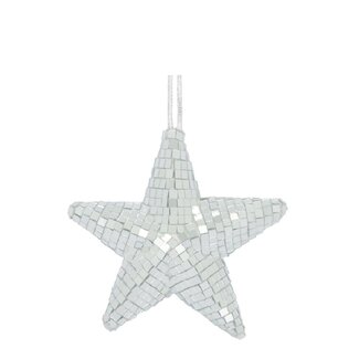 4A Silver-coloured Foam Star Hanger | Christmas Decoration | Diameter 13 centimetre | Per 12 hangers