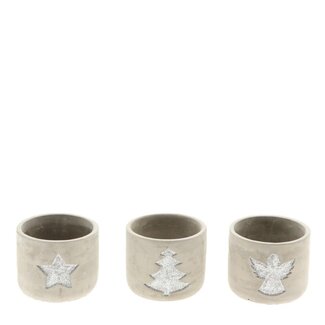 4A Grey Christmas Decoration Ceramic Flower Pot Assorted | Diameter 10 centimeter | Hoogte 8 centimeter | Per 12 flower pots