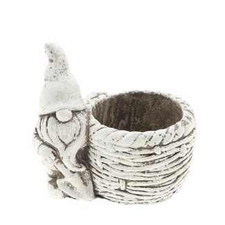 4A Graue Weihnachtsdekoration Keramischer Gnom Blumentopf | Länge 17 centimeter | Breite 11.5 centimeter | Höhe 15.5 centimeter | Pro 6 Blumentöpfe