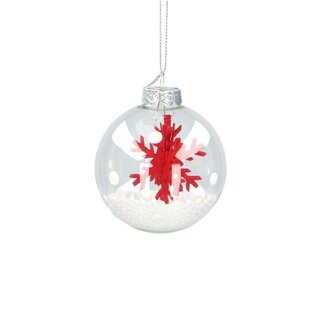 4A Bauble with Snowflake Decoration | Diameter bauble 80 millimeter | Per 6 pieces
