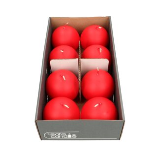 4A Rustic Ball Candle | Colour: Red | Diameter 8 centimeter | Per 8 candles