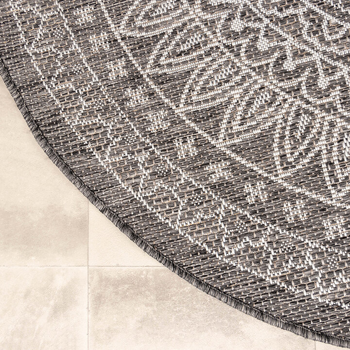 Rund Utomhusmatta - Summer Aztec Grå